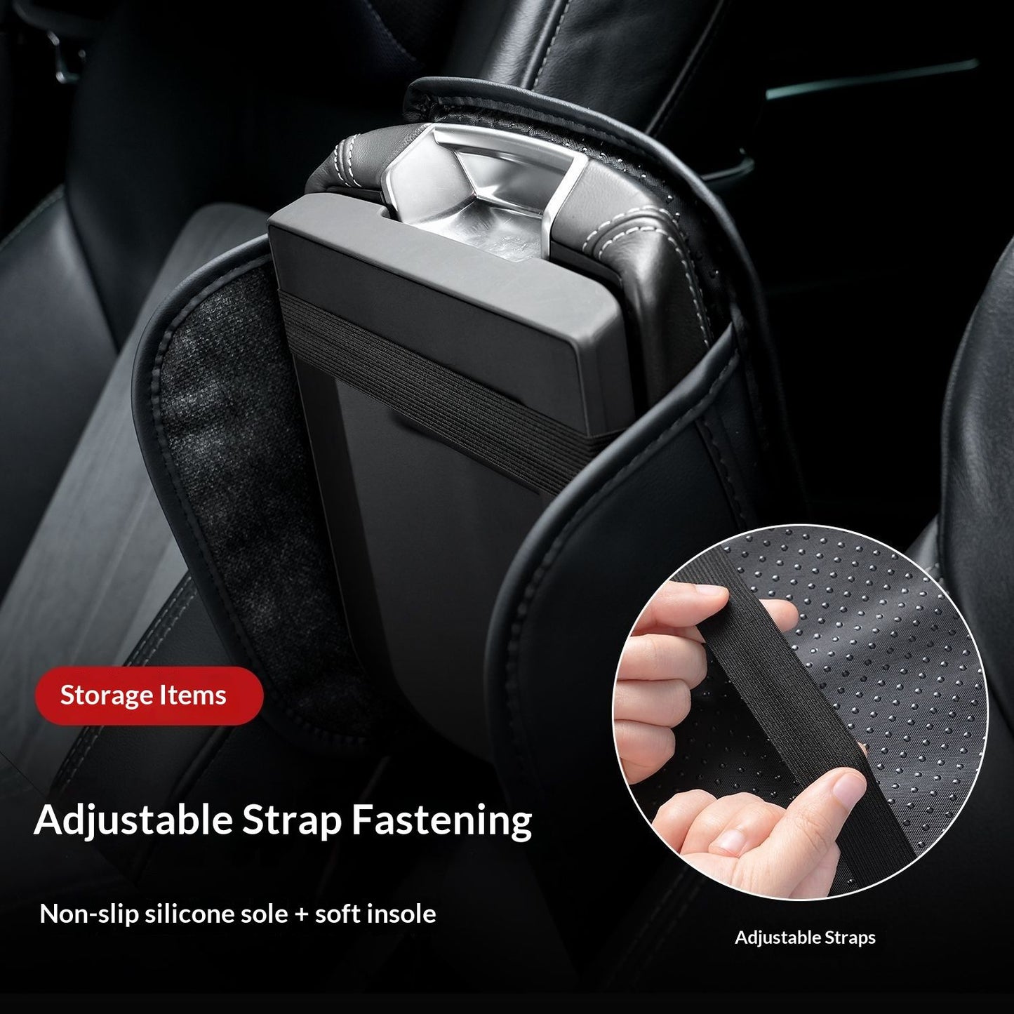 Comfortable Car Center Console Cushion Armrest Dog Cat Paws Protect Cover Non-Slip with 2 Storage Bags for Cars Interior Accessories (Black, Long Narrow)