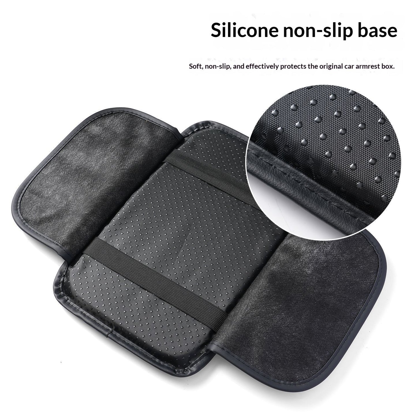 Comfortable Car Center Console Cushion Armrest Dog Cat Paws Protect Cover Non-Slip with 2 Storage Bags for Cars Interior Accessories (Black, Long Narrow)