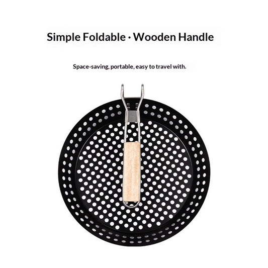 1 Piece BBQ Frying Pan with Holes, Non-stick BBQ Grill Pan, Stainless Steel Barbeque Woks, Grill Basket Vegetable with Handle | Vegetable Charring Pan for Stovetop & Grill Kemu |Fashion Home Kitchen Beauty