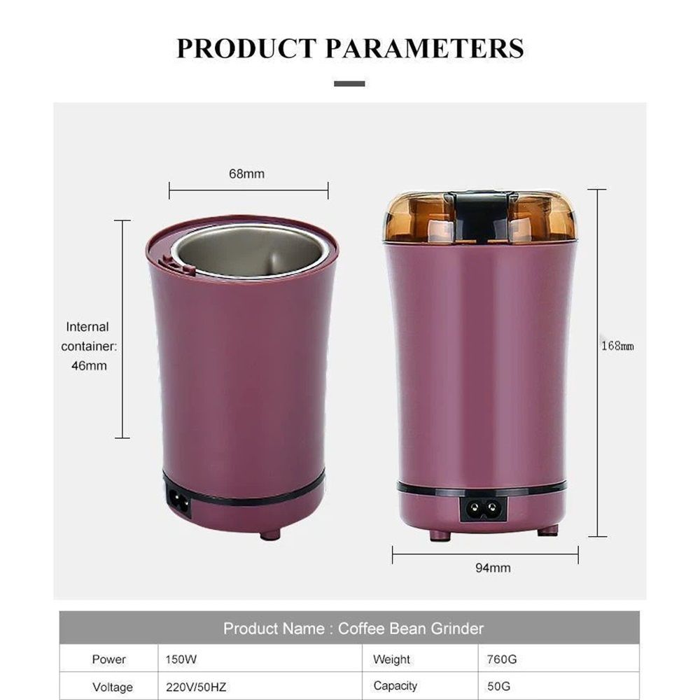 Electric Pill Crusher and Grinder - Fine Powder for Small or Large Pills, Elders or Pets. Coffee Bean Grinder. (Purple)