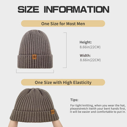 Unisex brown warm knitted winter hat, fleece lining, soft and warm, ski hat, narrow brim, suitable for cold weather.