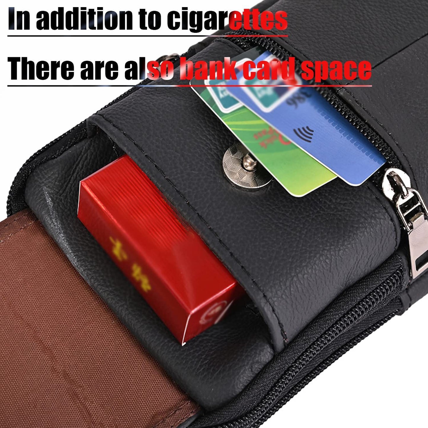 Black genuine Leather Men’s Crossbody Waist Bag, Multifunctional Belt Pouch, Portable Outdoor Phone & ID Card Holder, Casual Fanny Pack for Daily‑use