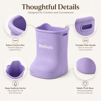 EVA Foot Soaking Bucket with Massage Bottom, Deep Calf Foot Bath Tub for Home Spa, Insulated Warm Foot Soak Basin with Handles, Lightweight Portable Foot Spa Bucket for Adults (Lavender Purple)