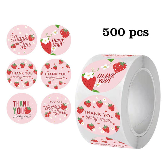 Strawberry Thank You Stickers 38mm 1 and a half inch Kemu |Fashion Home Kitchen Beauty