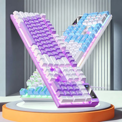 104 Keys Wired Keyboard Pink And White Kemu |Fashion Home Kitchen Beauty