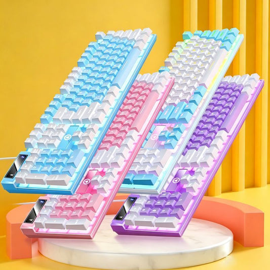 104 Keys Wired Keyboard White And Purple Kemu |Fashion Home Kitchen Beauty