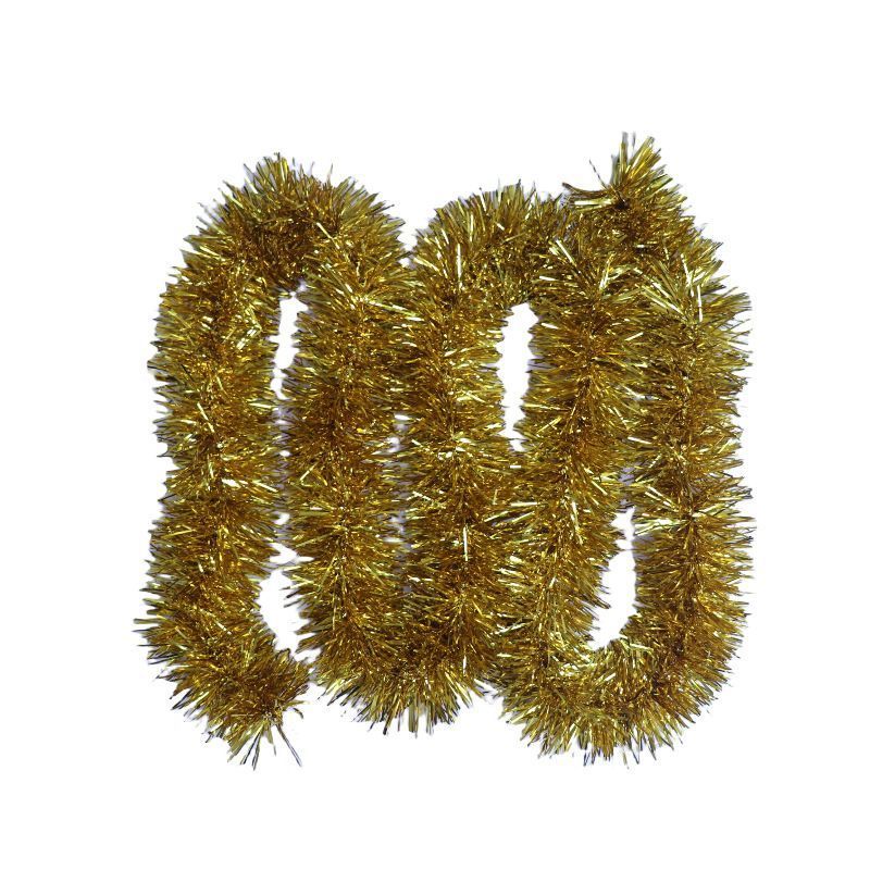 Thick Tinsel Garland 2M Dark Green with White Trim 5pcs