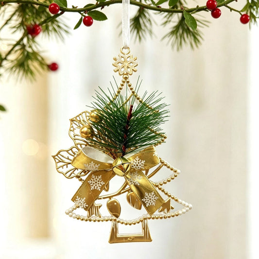 3pk White Gold Vintage Xmas Tree Hanging Ornament Kemu |Fashion Home Kitchen Beauty