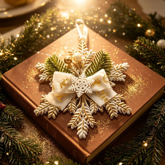 3pk White Gold Vintage Snowflake Xmas Hanging Decor Kemu |Fashion Home Kitchen Beauty