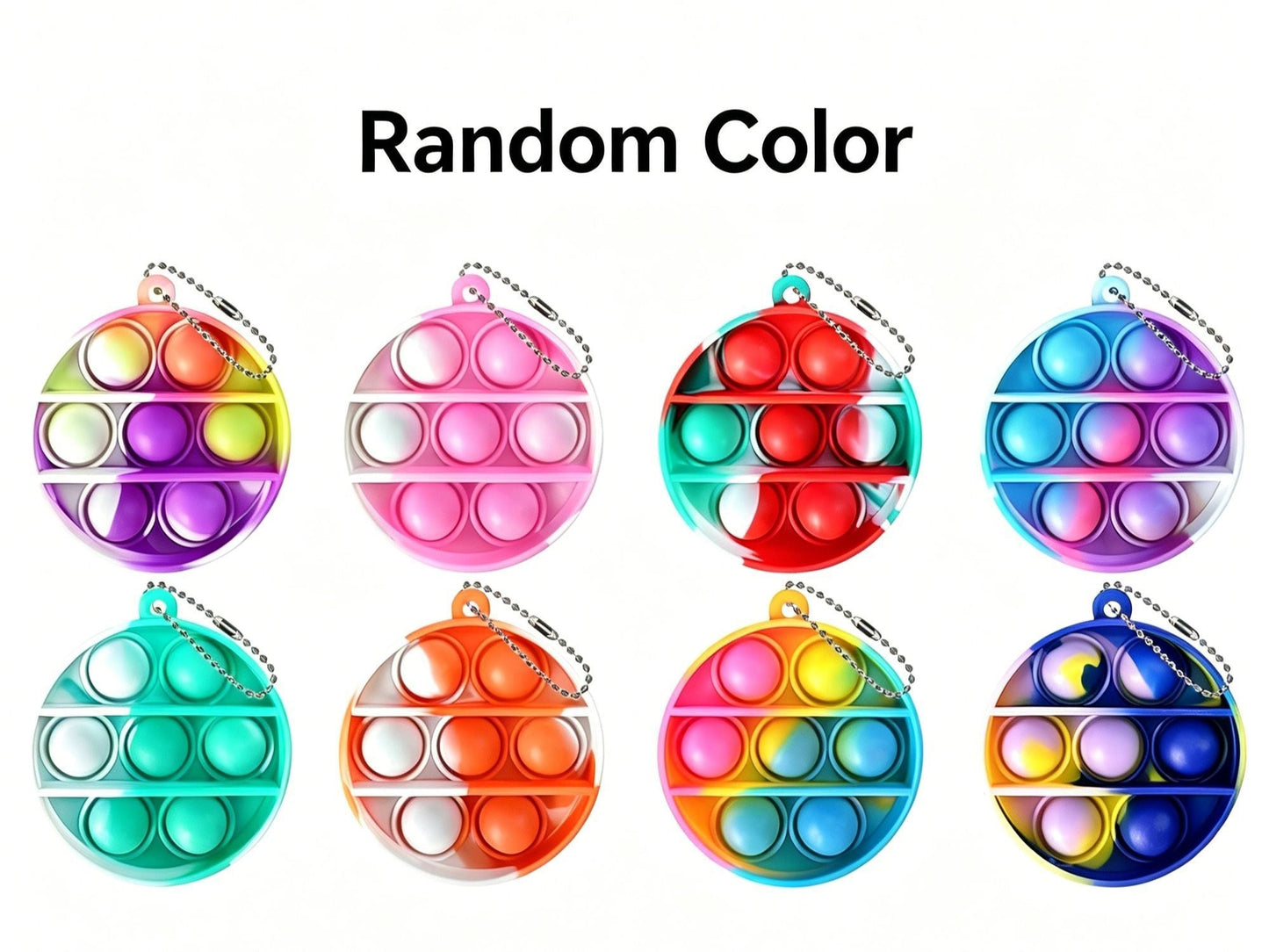 8pk 5cm Round Pop It Fidget Keychain Kemu |Fashion Home Kitchen Beauty