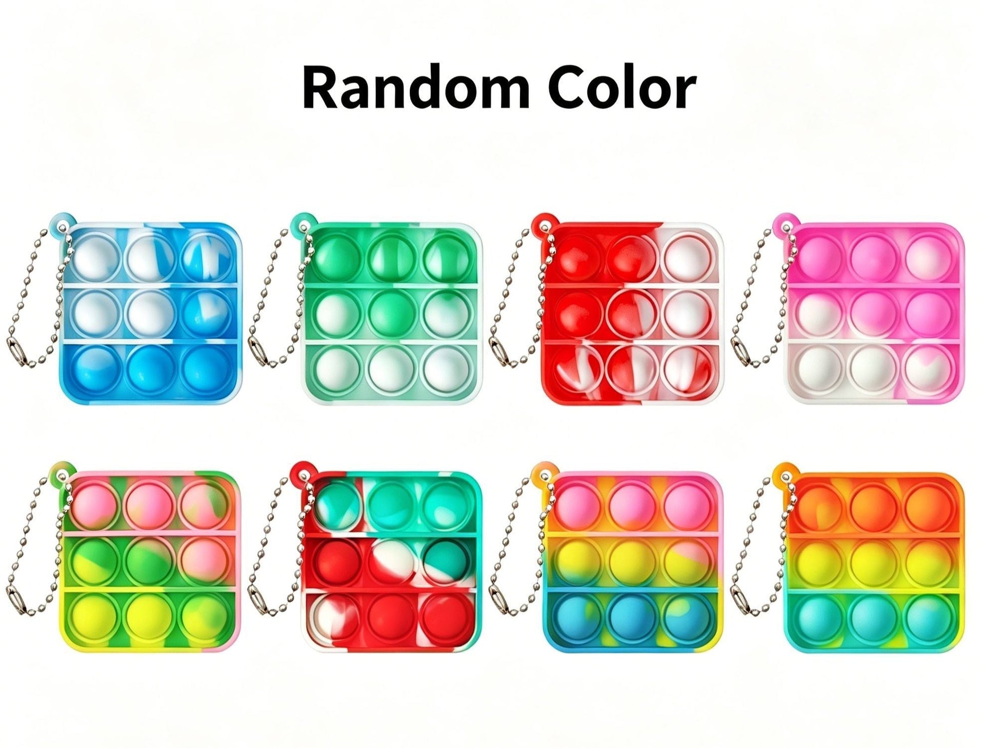 8pk 3cm Square Pop It Fidget Keychain Kemu |Fashion Home Kitchen Beauty