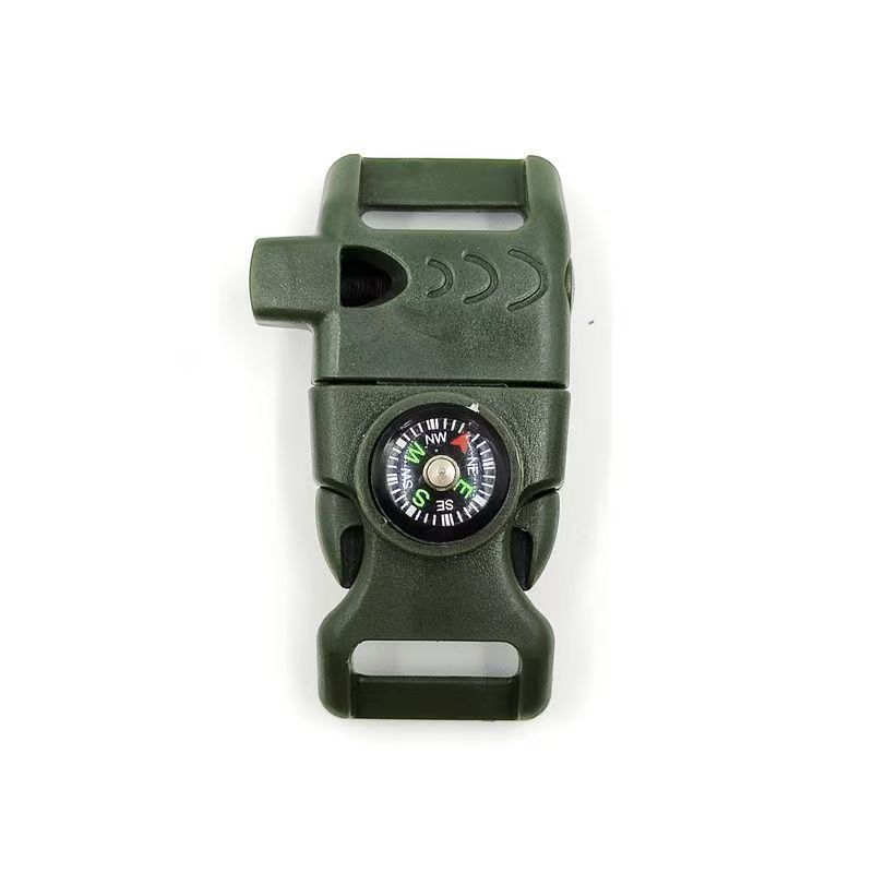 4pk Army Green Multi Survival Paracord Buckle Flint Whistle Compass Kemu |Fashion Home Kitchen Beauty