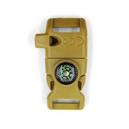 4pk Khaki Multi Survival Paracord Buckle Flint Whistle Compass Kemu |Fashion Home Kitchen Beauty