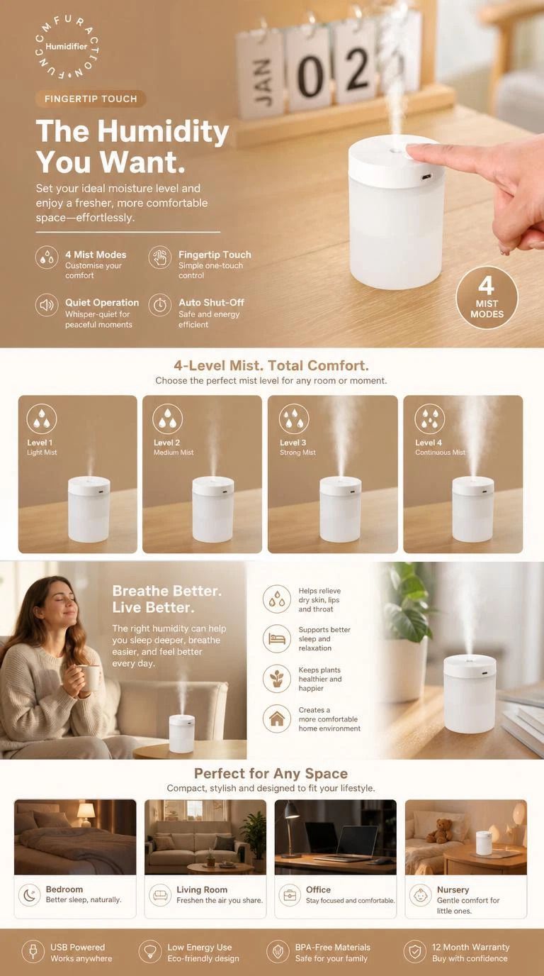 8 Pack USB Humidifier White, Bulk Christmas Hamper Fillers