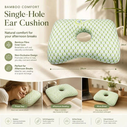 Ear Care Pillow With Central Hole 39x28x6, Lawson Green, Soft Comfort Sleep Cushion Kemu |Fashion Home Kitchen Beauty