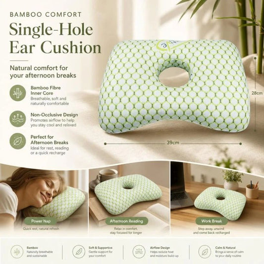 Ear Care Pillow With Central Hole 39x28x6, Lawson Green, Soft Comfort Sleep Cushion Kemu |Fashion Home Kitchen Beauty