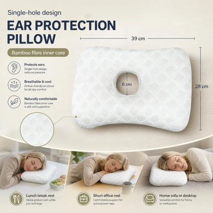 Skin-Friendly Single Hole Ear Pillow 39x28x6, Premium Soft Fabric, All Night Cozy Sleep Kemu |Fashion Home Kitchen Beauty