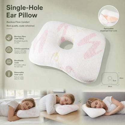 Removable Inner Core Ear Protection Pillow 39x28x6, Pink, Hygienic Reusable Sleep Pad Kemu |Fashion Home Kitchen Beauty