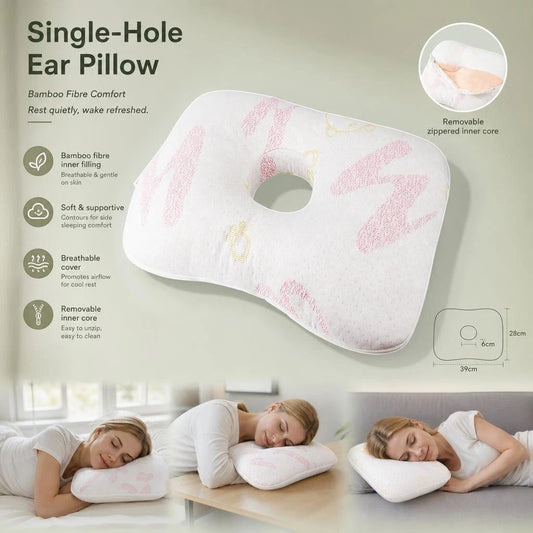 Removable Inner Core Ear Protection Pillow 39x28x6, Pink, Hygienic Reusable Sleep Pad Kemu |Fashion Home Kitchen Beauty