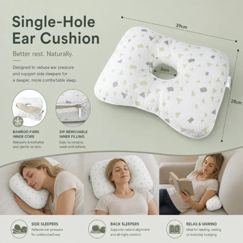 Washable Inner Ear Guard Pillow 39x28x6, Bohr Grey, Comfortable Daily Rest Kemu |Fashion Home Kitchen Beauty