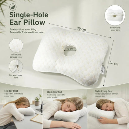 Removable Core Single Hole Ear Pillow 39x28x6, Gold, Elegant Bedroom Cushion Kemu |Fashion Home Kitchen Beauty