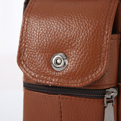 Men’s Leather Waist Phone Bag, Belt Loop Design, Light Brown, Business Casual Crossbody Shoulder Gift