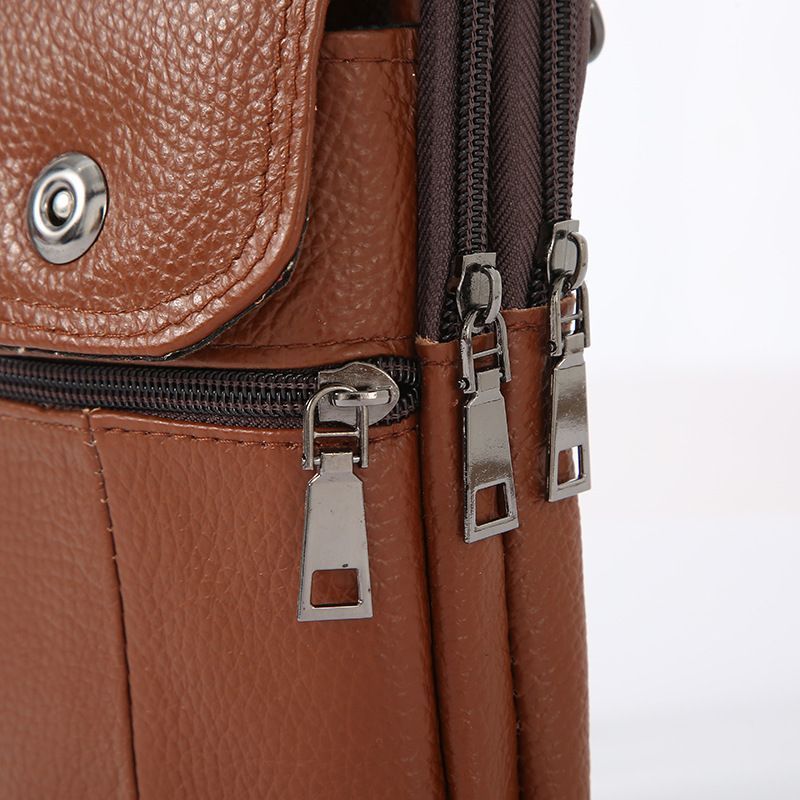 Business Leather Crossbody Waist Bag For Mobile Phone, Coffee, Slim Minimalist Daily Carry Present