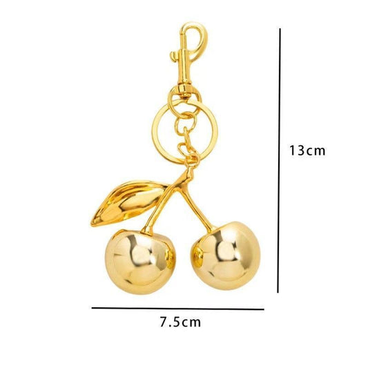 Smooth solid golden cherry keychain bag charm, warm lasting sweetness stays with you all year round Kemu |Fashion Home Kitchen Beauty