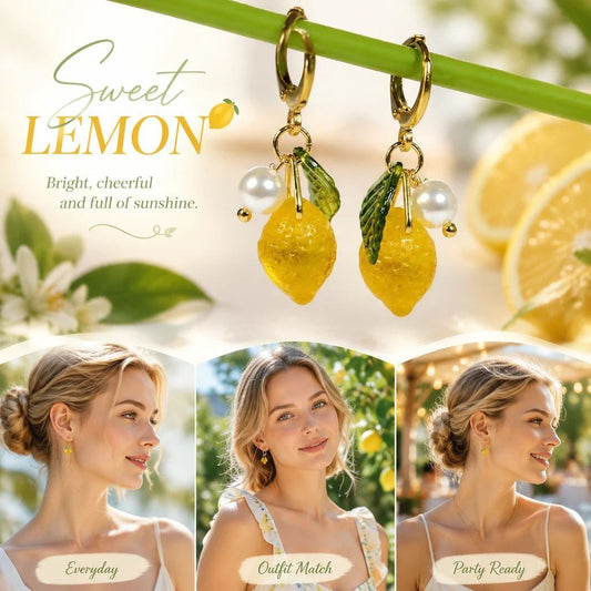 Elegant Hoop Earrings, Clear Lemon Single Pearl Single Leaf Accent, Complete Pair Kemu |Fashion Home Kitchen Beauty