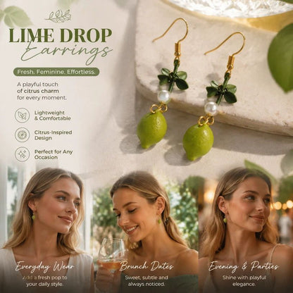 Mild Clover Hook Earrings, Single Pearl Matched With Green Lemon Detail, Pair Set Kemu |Fashion Home Kitchen Beauty