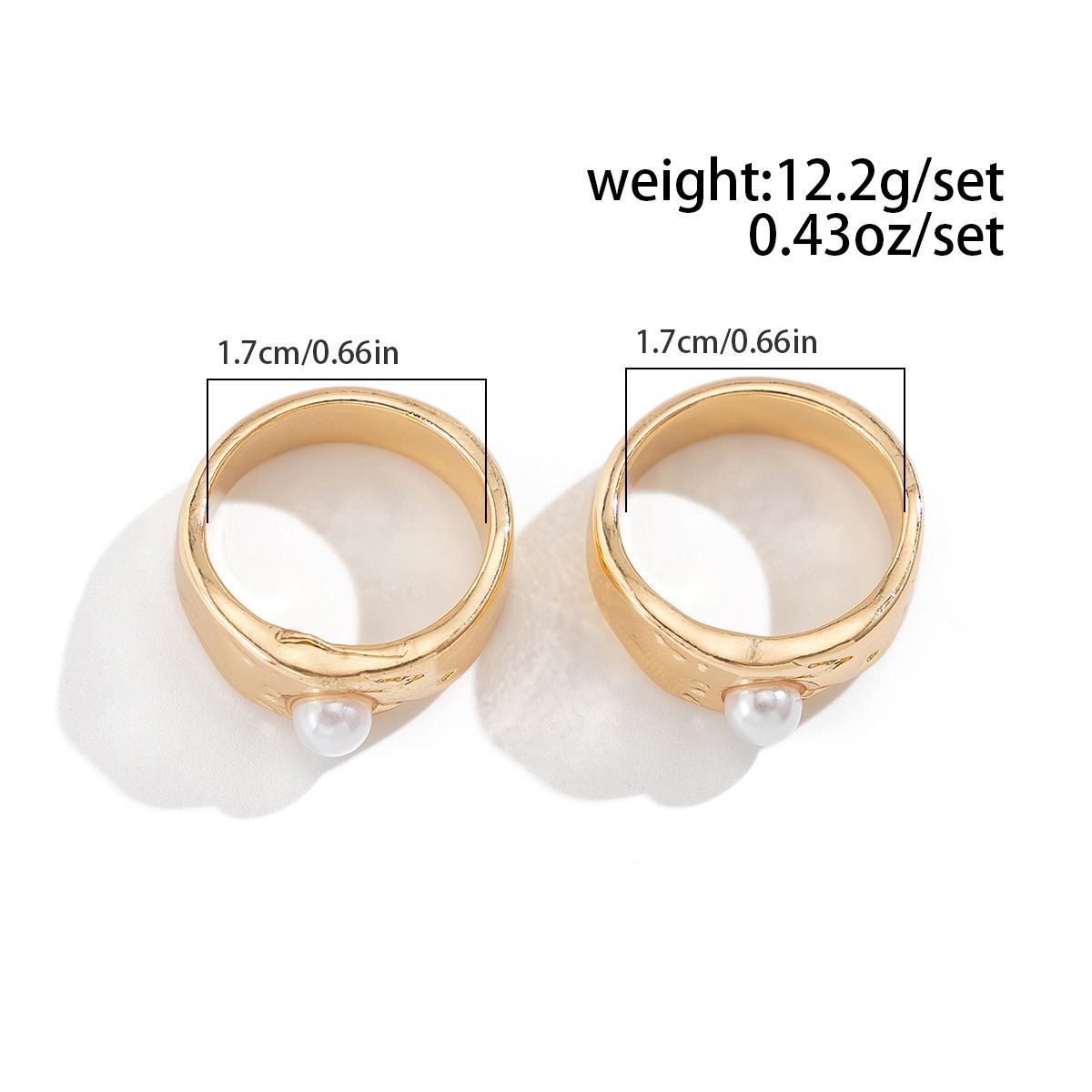 Unique Molten Textured Flower Ring Set, Vintage Imitation Pearl Crystal Stackable Bands, Light Gold & Deep Red Floral, 6 Pack Kemu |Fashion Home Kitchen Beauty
