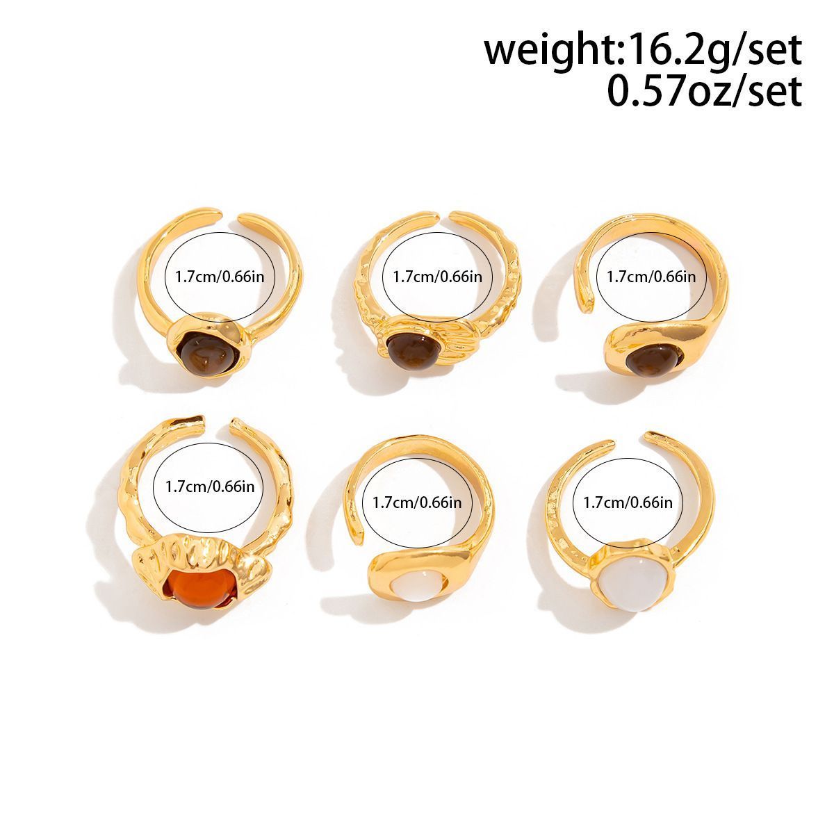Distinct Molten Texture Flower Ring Kit, Minimal Faux Pearl Decorated Stacking Jewellery, Light Gold, 3 Pack Kemu |Fashion Home Kitchen Beauty