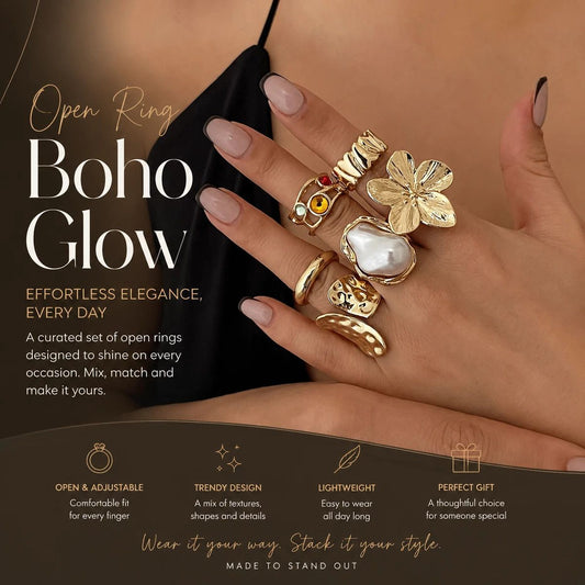 Stylish Large Sculpted Floral Split Band Rings, Popular Ins Pearl Rhinestone Inlaid Finger Jewellery, Light Gold, 6 Pack Kemu |Fashion Home Kitchen Beauty