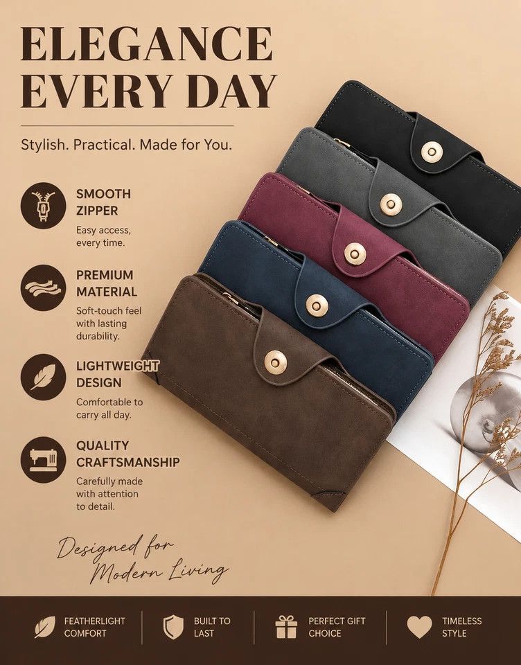 Two-Shade All-Solid Long Men Wallet 2 Pcs Combo, Magnetic Multi-Compartment Hand Clutch, Premium Festival Gift Option, Red & Coffee Kemu |Fashion Home Kitchen Beauty