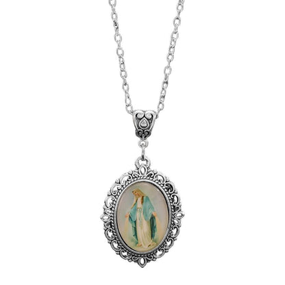 Trendy Oval Time Gem Glass Alloy Neck Chain, Antique Silver Plating, Versatile Decor Gift For Holiday Dinner Party Kemu |Fashion Home Kitchen Beauty