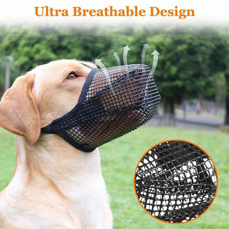 Grey Mesh Dog Muzzle L 2pcs, Drinkable Kemu |Fashion Home Kitchen Beauty