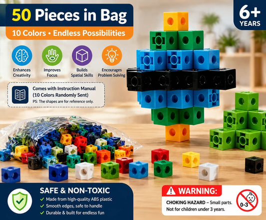 50pcs 10 Colors Mixed PP Square Building Blocks Kemu |Fashion Home Kitchen Beauty