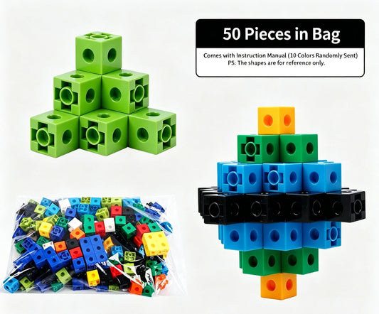 50pcs 10 Colors Mixed PP Square Building Blocks Kemu |Fashion Home Kitchen Beauty