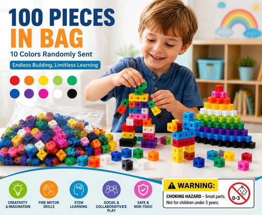 100pcs 10 Colors Mixed PP Square Building Blocks Kemu |Fashion Home Kitchen Beauty