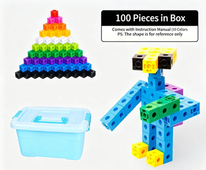 100pcs With Storage Box 10 Colors Mixed PP Square Blocks Kemu |Fashion Home Kitchen Beauty