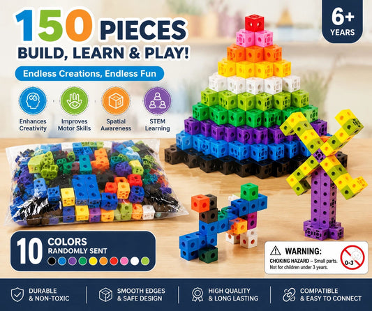150pcs 10 Colors Mixed PP Square Building Blocks Kemu |Fashion Home Kitchen Beauty