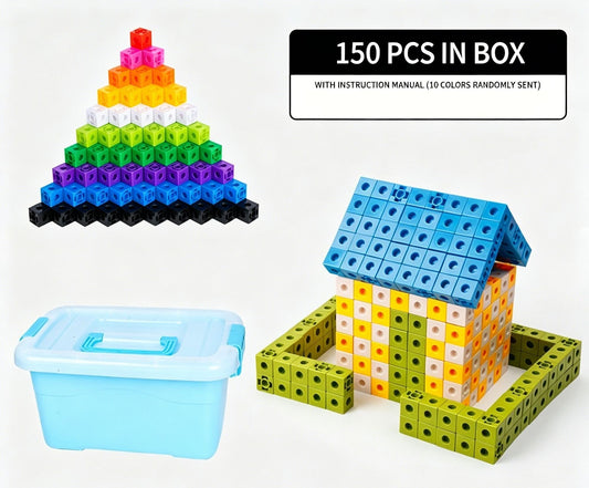 150pcs With Storage Box 10 Colors Mixed PP Square Blocks Kemu |Fashion Home Kitchen Beauty