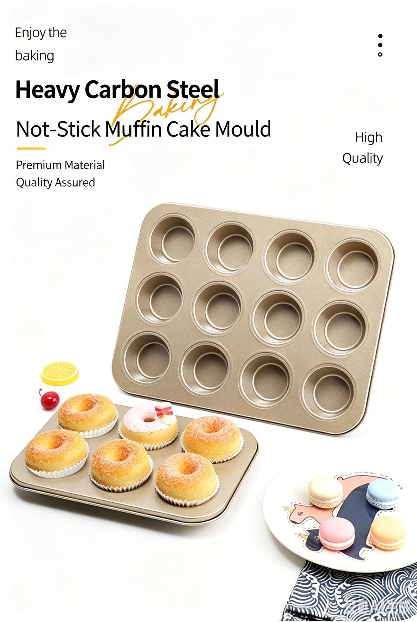 Non-Stick Muffin Baking Tray, Home Oven Cake Bread Baking Mould, Black 6-Cup Baking Pan, Durable Kitchen Baking Equipment Kemu |Fashion Home Kitchen Beauty