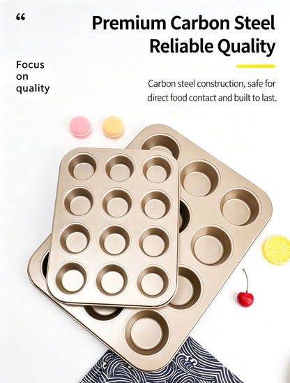 Non-Stick Muffin Baking Tray, Home Oven Cake Bread Baking Mould, Black 6-Cup Baking Pan, Durable Kitchen Baking Equipment Kemu |Fashion Home Kitchen Beauty