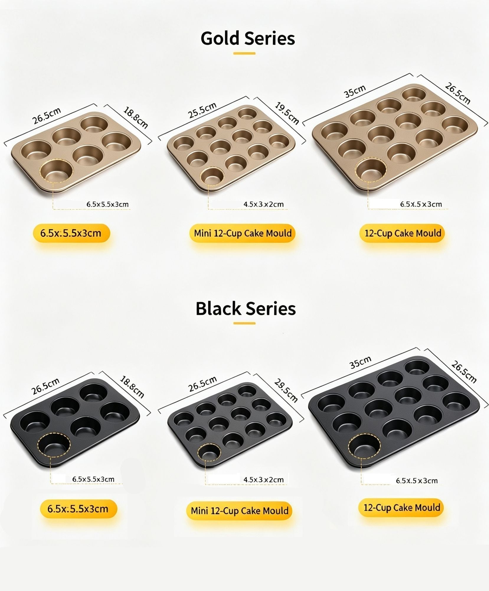 Non-Stick Muffin Baking Tray, Home Oven Cake Bread Baking Mould, Black 6-Cup Baking Pan, Durable Kitchen Baking Equipment Kemu |Fashion Home Kitchen Beauty