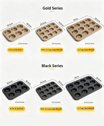 Non-Stick Muffin Baking Tray, Home Oven Cake Bread Baking Mould, Black 6-Cup Baking Pan, Durable Kitchen Baking Equipment Kemu |Fashion Home Kitchen Beauty