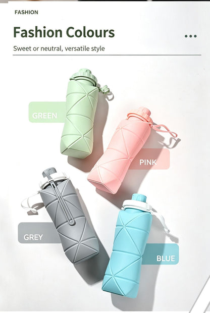 Heat Resistant Food Grade Telescopic Silicone Travel Water Bottle, Foldable Portable Outdoor Drinking Flask for Long Trips and Christmas Festival Gift Packages, 800ml, Blue Kemu |Fashion Home Kitchen Beauty