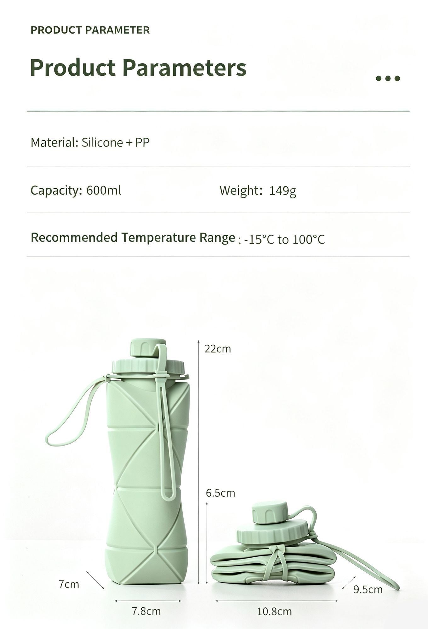 Portable Foldable Retractable Silicone Water Bottle, Food Grade Heat Resistant Outdoor Hydration Kettle for Mountain Climbing, Road Trips and Christmas Optional Holiday Gift, 600ml, Gray Kemu |Fashion Home Kitchen Beauty