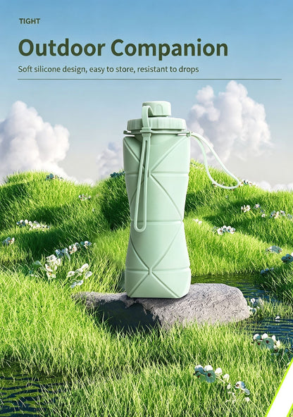 Portable Foldable Retractable Silicone Water Bottle, Food Grade Heat Resistant Outdoor Hydration Kettle for Mountain Climbing, Road Trips and Christmas Optional Holiday Gift, 600ml, Gray Kemu |Fashion Home Kitchen Beauty