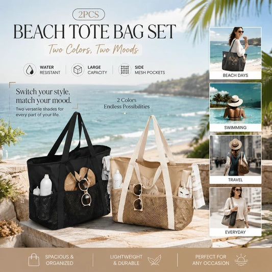 Brown & Solid Black Large Waterproof Swim Storage Tote 2Pcs Kemu |Fashion Home Kitchen Beauty